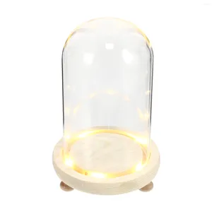 Decoratieve bloemen dome bloem display cloche decor cover cake clear ornament Eeuwige lichten Fairy bureaublad LED lichte beschermer bewaard gebleven