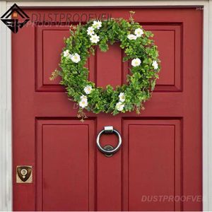 Guirlande de fleurs décoratives pour porte, guirlande artificielle verte blanche pour maison, signe de bienvenue, simulation de saint-patrick 2024