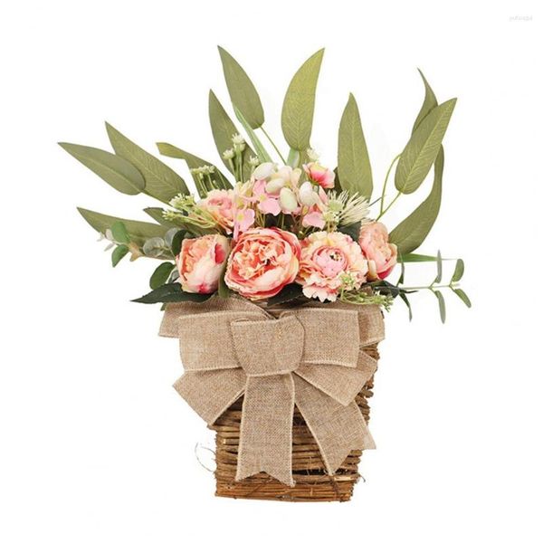Fleurs décoratives porte panier suspendu couronne belle facile à accrocher facile d'entretien balcon approvisionnement fleur simulée