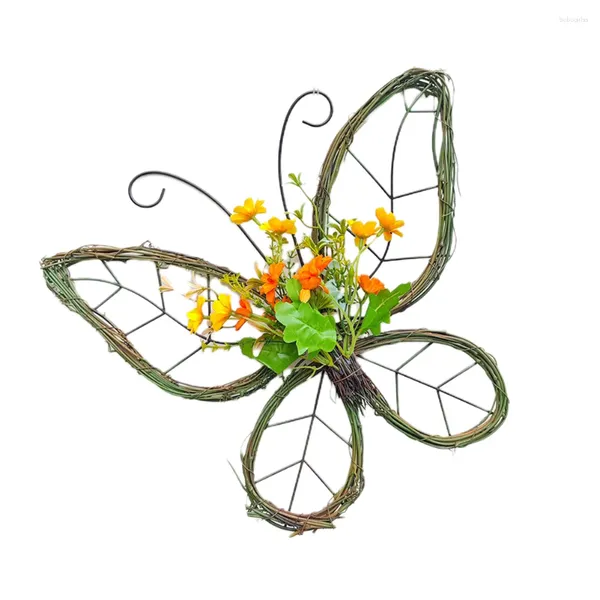 Fleurs décoratives porte maison décoration papillon guirlande artificielle couronne de couronne de luminosité de la lumière avant moniteur