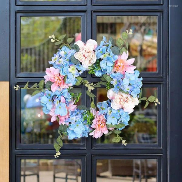 Guirnalda de hortensias para puerta de flores decorativas, flor falsa que no se marchita, guirnalda colgante de pared, decoración del hogar, fiesta de boda, decoración de granja