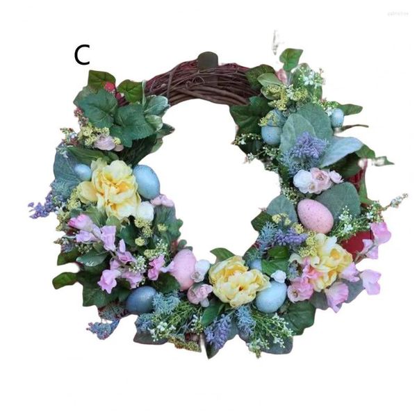 Guirlande de porte de fleurs décoratives couleur vive guirlande d'oeufs de pâques atmosphères de construction accrocheuses fleur artificielle décor à la maison