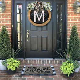Decoratieve bloemen deurplaat slinger houten achternaam letter krans optionele achternaam het hele jaar door voorronding voordeur bord