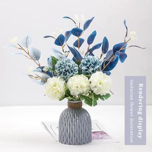 Bouquet de fausses hortensia artificielles à Double tête, fleurs décoratives pour décoration de cuisine et de bureau, ornement de maison accrocheur, vente en TB