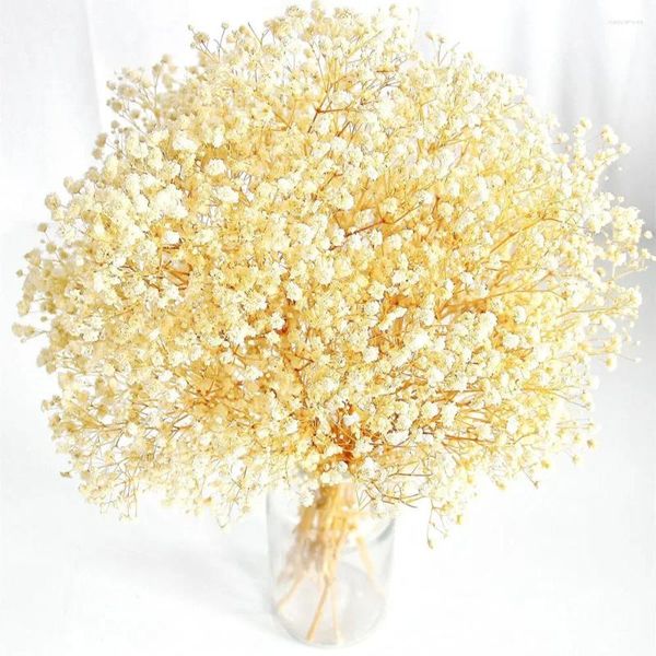 Fleurs décoratives Baby Breath Flower Bouquet 3000 Ivory White Dry Artificiel pour vase Garden Party Boho Wedding Decor