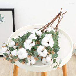 Decoratieve bloemen Gedroogde bloem katoen stengels kunstmatige eucalyptus blad nep bouquet diy garland huis bruiloft kerstkamer decor decor