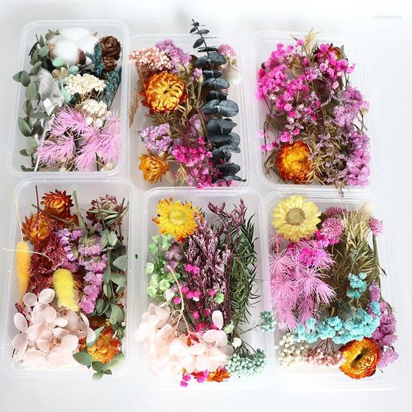 Fleurs décoratives Paquet de matériaux de fleurs séchés DIY Epoxy Préservé Artisanat à la main Savon à bougies parfumés à la main
