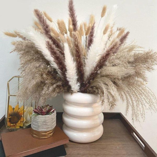 Flores decorativas Pampas secas Hierba Boho Decoración para el hogar Planta real natural Boda nórdica Ramo de novia Decoración Decoradores de habitaciones Estética