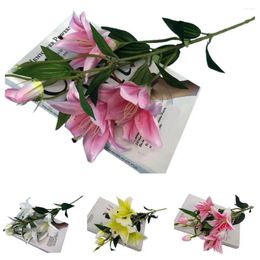 Fleurs décoratives Drop 1 pc Fake Falle Flower 6 Heads Plastic Pographie Props Artificial Lily1 Table Decor