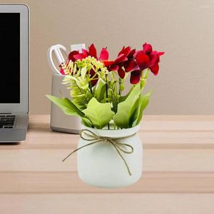 Fleurs décoratives Greerie artificielle durable élégante en pot pour décoration de bureau à domicile fausse plantes florales chambre mariage
