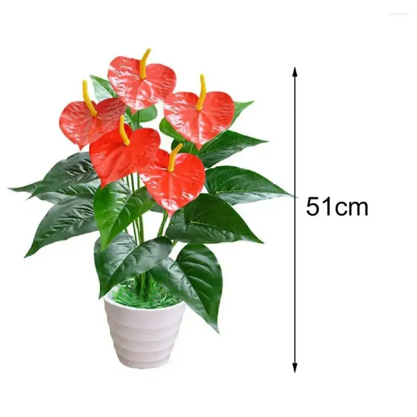 Fleurs décoratives Faux durables tissu réaliste 18 têtes Plante de palmier rouge artificiel polyvalent