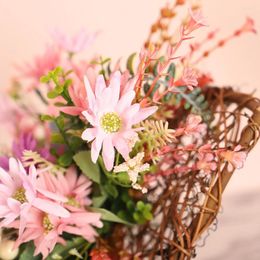 Guirlande de fleurs décoratives durables, 30 à 28cm, marguerite de printemps artificielle, pendentifs de fête de fond de mariage, cœur rose en plastique