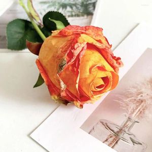 Flores Decorativas Flor De Plástico Duradera Rosa Artificial Realista con Borde Quemado para La Decoración del Jardín De La Boda En Casa Novia Simulada