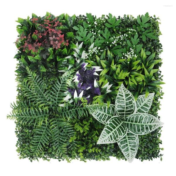 Fleurs décoratives Matériau plastique durable Plantes de pelouse carrée verte artificielle