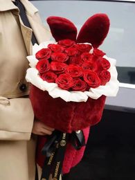 Decoratieve bloemen oren geur boeket Valentijnsdag verjaardagscadeau voor vriendin en simulatie roos zeep bloemen eeuwig