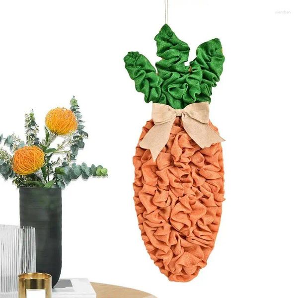 Couronne de carottes de pâques en tissu, fleurs décoratives, ornements pour fête de printemps, fournitures artisanales DIY pour enfants