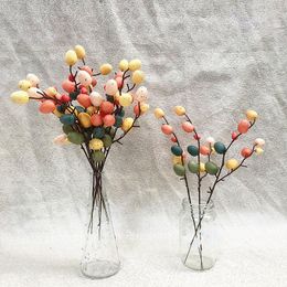 Fleurs décoratives Décoration de Pâques Oeufs artificiels Baies colorées Fausse fleur Happy Home Garden Decor Plantes de printemps