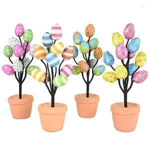 Fleurs décoratives Décorations de Pâques Oeufs en mousse Plante en pot Branche d'arbre à œufs coloré 2024 Happy Party Fleur artificielle Ornement de bureau