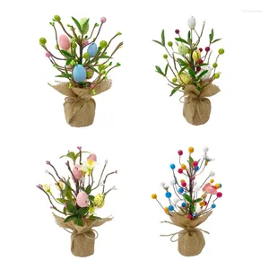 Fleurs décoratives de pâques, simulation d'arbre de table en pot avec œufs en mousse pour la maison, l'école et le centre commercial