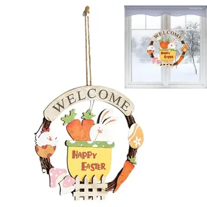 Decoratieve bloemen Easter Door Sign Woodden Spring Decorations for Home Carrot Banner Garland Mantle open haard