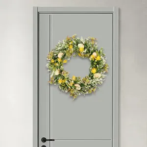 Flores decorativas, guirnalda de flores de huevo de Pascua, puerta delantera, guirnalda verde de primavera de 40cm para decoración de jardín, fiesta de boda, vacaciones