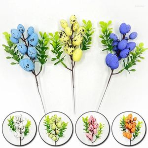 Decoratieve Bloemen Paasei Boomtak Kunstplanten DIY Schilderen Schuim Eieren Ornamenten Bruiloft Festival Party Thuis Tafel Decor