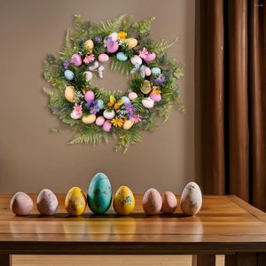 Fleurs décoratives Couronne d'oeufs de Pâques 45 cm pour porche de patio de porte d'entrée