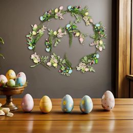 Guirlande de fleurs décoratives, œufs de Pâques, décoration suspendue, fleurs rustiques et œufs pour fenêtres intérieures et extérieures, manteaux de fête de vacances, porte