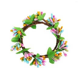 Mini couronne de fleurs décoratives colorées de pâques et de printemps, Simulation de baies, bougie, décoration de bureau, petite