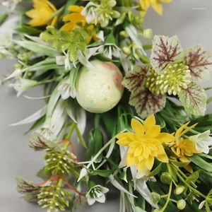 Decoratieve Bloemen Pasen Lentekrans Gekleurde Kunstmatige Eibloem Voordeur Realistisch Feestornament Groene Bladeren Hangend Decoritem