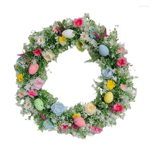 Couronne de fleurs décoratives de pâques et de printemps, œufs colorés, décoration de porte d'entrée, décorations suspendues de fenêtre de ferme, fournitures de travaux manuels