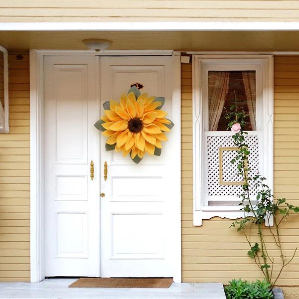 Fleurs décoratives Pâques Pâques Couronne de couronne de couronne de couronne de décoration suspendue Garland Garland Porte d'entrée Home Chambre intérieure Décor de jardin extérieur