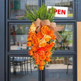 Flores decorativas con tema de Pascua, zanahoria, corona de árbol al revés, suministros de simulación de jardín al aire libre para puerta y ventana