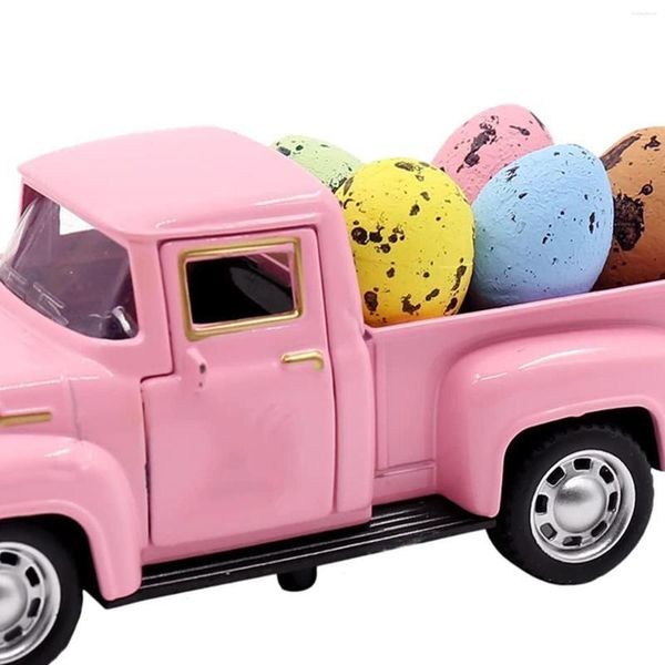 Fleurs décoratives camion de Pâques avec des oeufs décor Po Prop en douceur ferme voiture rétro printemps pour Festival célébration fête maison