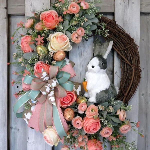 Armoire de couronne de Pâques en fleurs décoratives, en plastique, 40CM, pour la décoration de la porte d'entrée