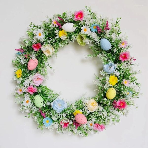 Fleurs décoratives Couronne de Pâques Classic Front Garlands Wall Oranments Happy DIY Party Decor Home