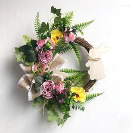 Couronne de fleurs décoratives de pâques, décorations de porte, 12 pouces, grand printemps éclairé, noël extérieur, demi-saison