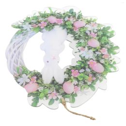 Couronne de fleurs décoratives de pâques, pour Festivals, cheminées, 32, 23, 3CM, matériau acrylique, étiquette suspendue rose