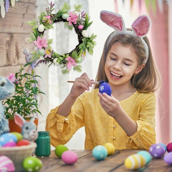 Flores decorativas, corona de Pascua, decoración de primavera, simulación de huevo, decoración de granja, pared, alambre para el hogar, forma de calabaza