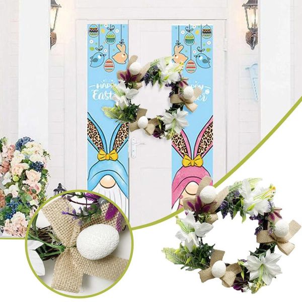 Couronne de fleurs décoratives de pâques, Imitation d'œufs blancs de printemps, décoration murale de ferme, cadeau de maison, ventouses DIY pour verre