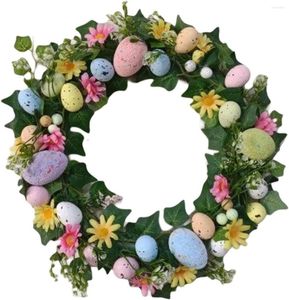 Decoratieve Bloemen Paaskrans Met Pastel Eieren Voordeur Groen Garland Voor Binnen Buiten Decor Stijl J