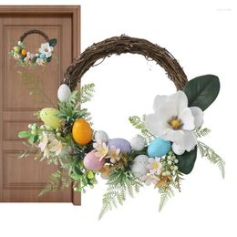Couronnes de pâques de fleurs décoratives, pour porte d'entrée, couronne d'œufs, décor fait à la main, mur de porte, cour arrière