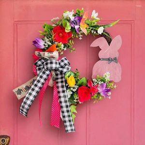Couronnes de fleurs décoratives de pâques, couronne de couleur Pastel, signe de bienvenue pour célébration du printemps, fournitures de fête