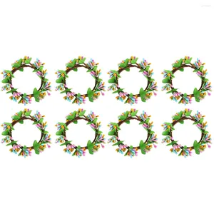Couronnes de fleurs décoratives de Pâques, porte-feuilles d'eucalyptus, anneaux porte-serviettes, décoration, Simulation de porte extérieure, Mini brindille de baies