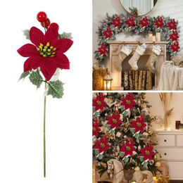 Fleurs décoratives entretien facile 6 pièces jolies ajouter une ambiance festive fausses baies rouges fleur de simulation éternelle sans arrosage pour la maison