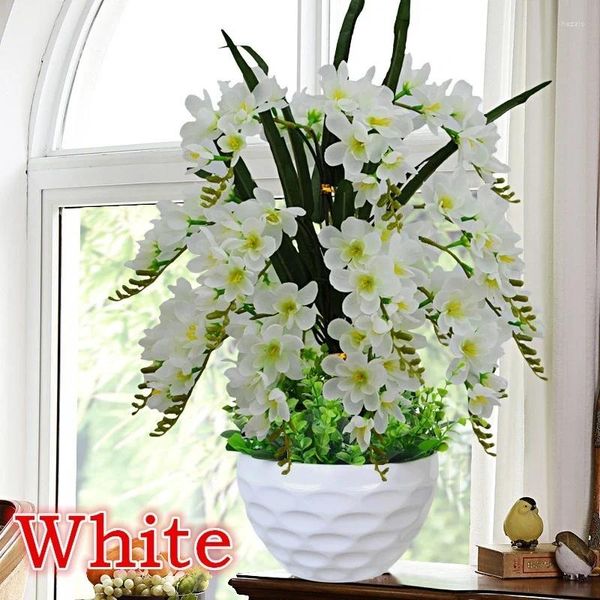 Fleurs décoratives élégants fleurs artificielles papillon orchidée décoration de plante en pot phalaenopsis décorer le plastique