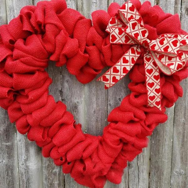 Fleurs décoratives élégantes avec nœud papillon, décoration de porte, couronne de saint-valentin, romantique en forme de cœur avec Plaid pour l'extérieur de la saint-valentin