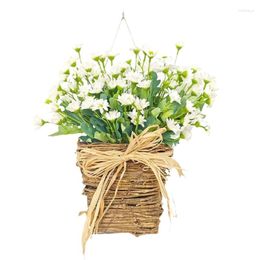 Fleurs décoratives élégant mur suspendu couronne fausse panier décoration polyvalente parfaite pour un jour de jardin à usage quotidien 54dc