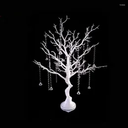 Fleurs décoratives Centres de table de mariage élégants Arbre à souhaits blanc avec chaîne de perles de cristal acrylique pour la fête de la Saint-Valentin DIY