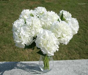 Fleurs décoratives Élégant Blanc Hortensia Artificielle Fleur De Soie Artisanat Pour Centres De Mariage Bouquet Ornement De Noël Fête À La Maison
